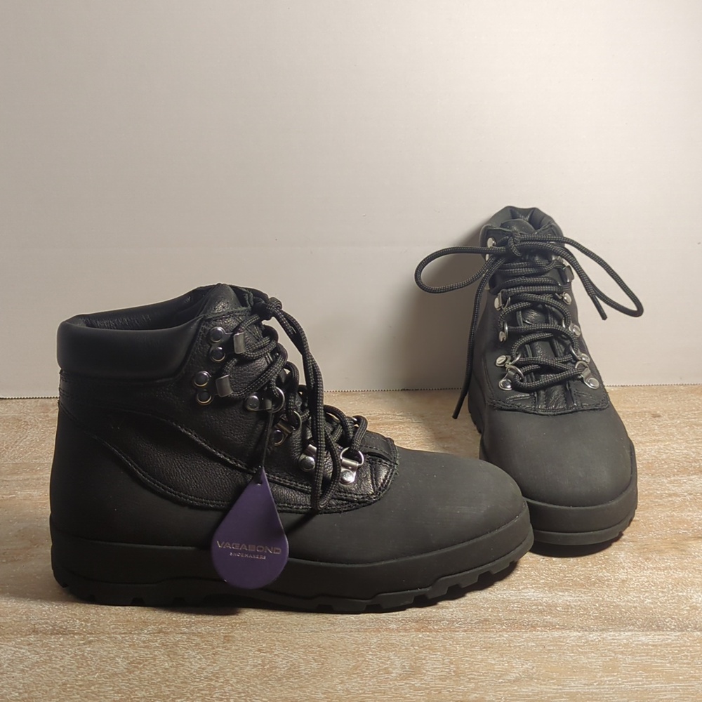 New Urban Outfitters Vagabond Women's Jill Black Leather Lace Hiker Boots Eur 37